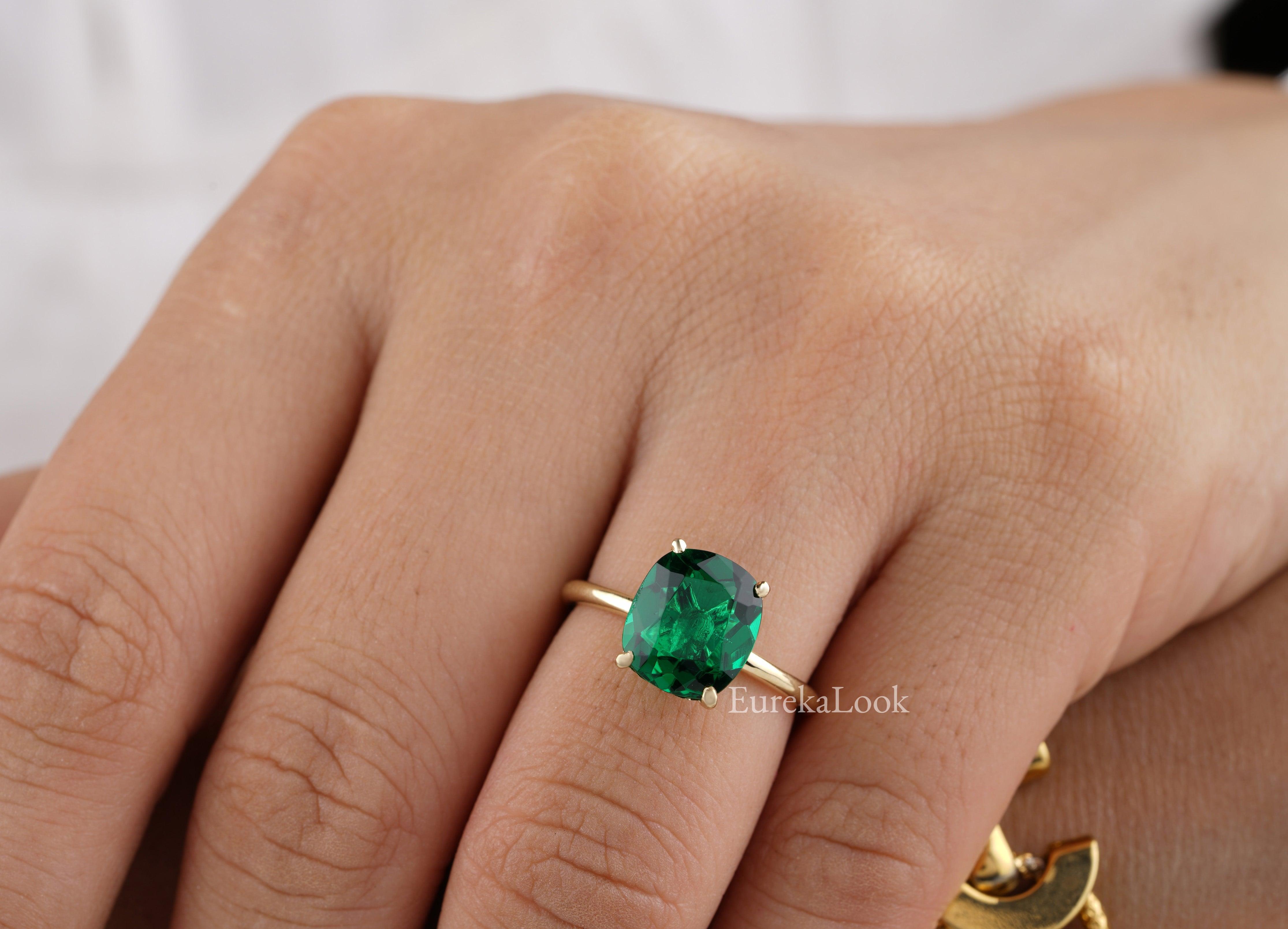 Green Moissanite and Green Jade Solitaire Ring