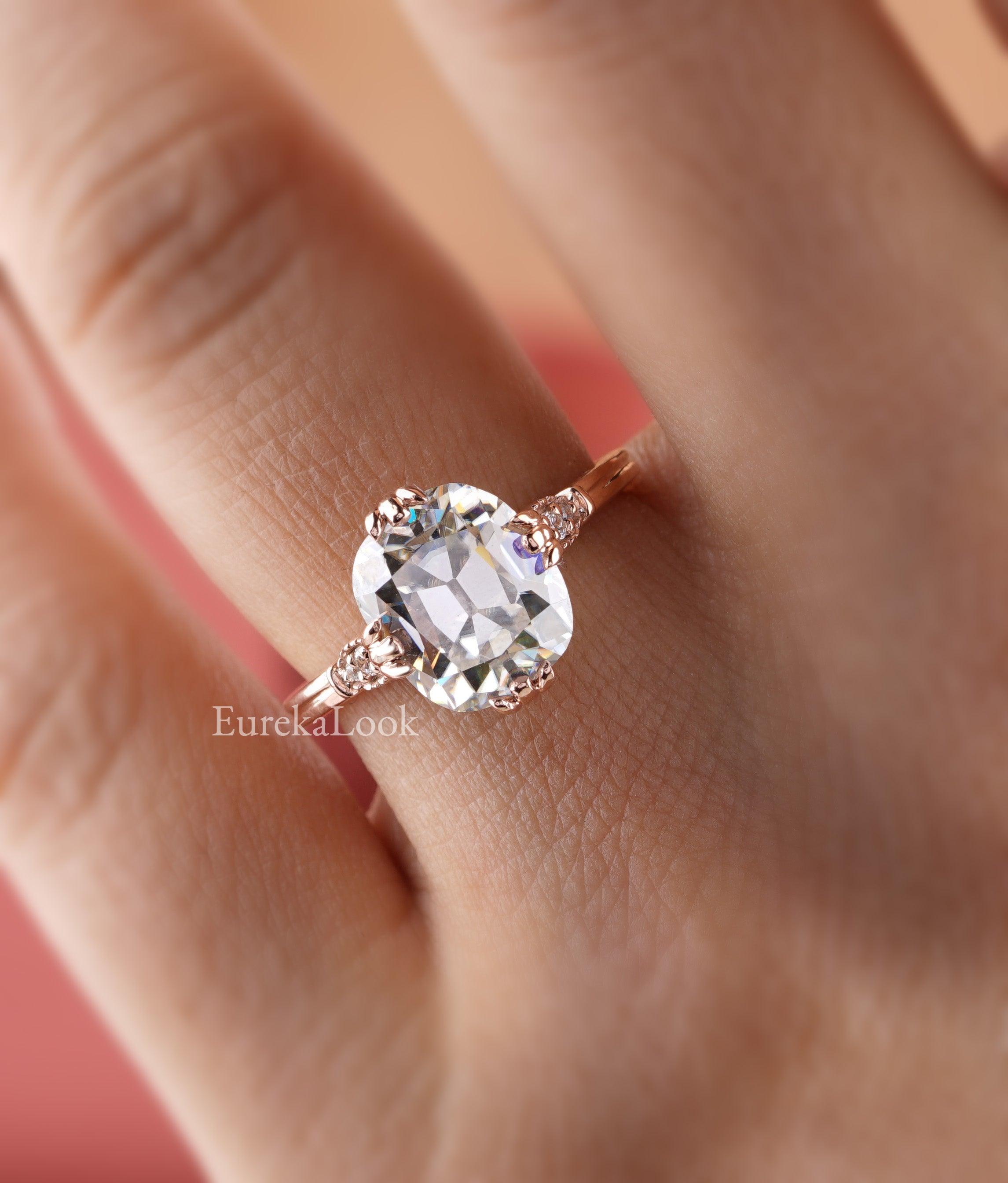 Vintage 3.50 CT Old Mine Cushion Moissanite Wedding Ring - Eurekalook