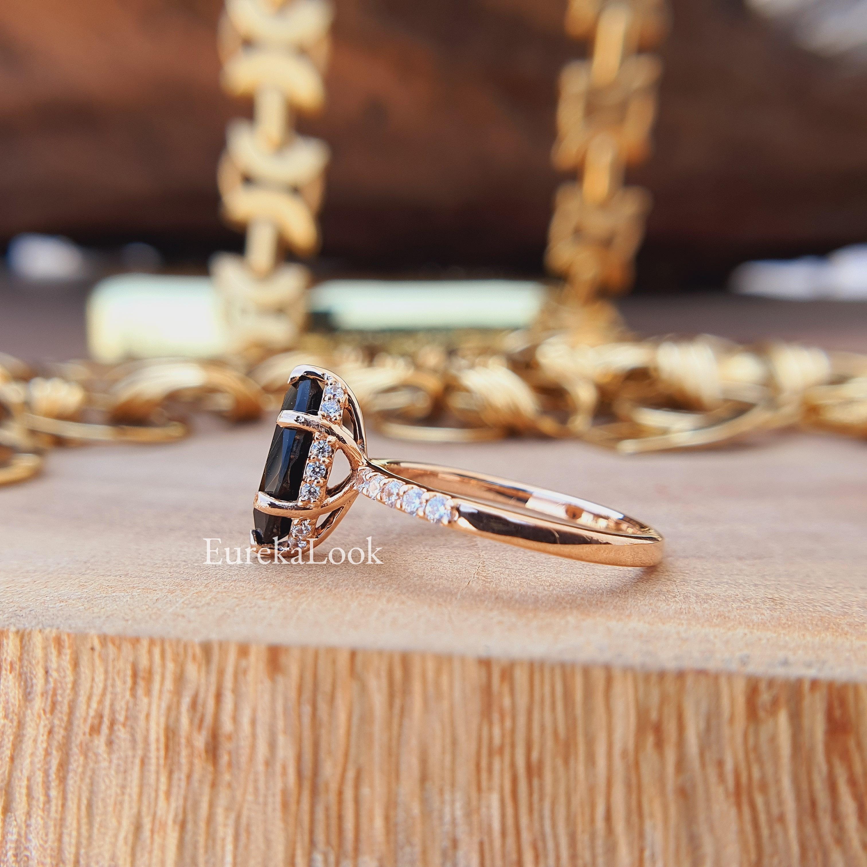 Buy Hexagon Cut Black Onyx Ring Gold Silver for Women Vintage Unique  Cluster Black Onyx Engagement Ring Art Deco Moissanite Promise Ring Gifts  Online in India - Etsy