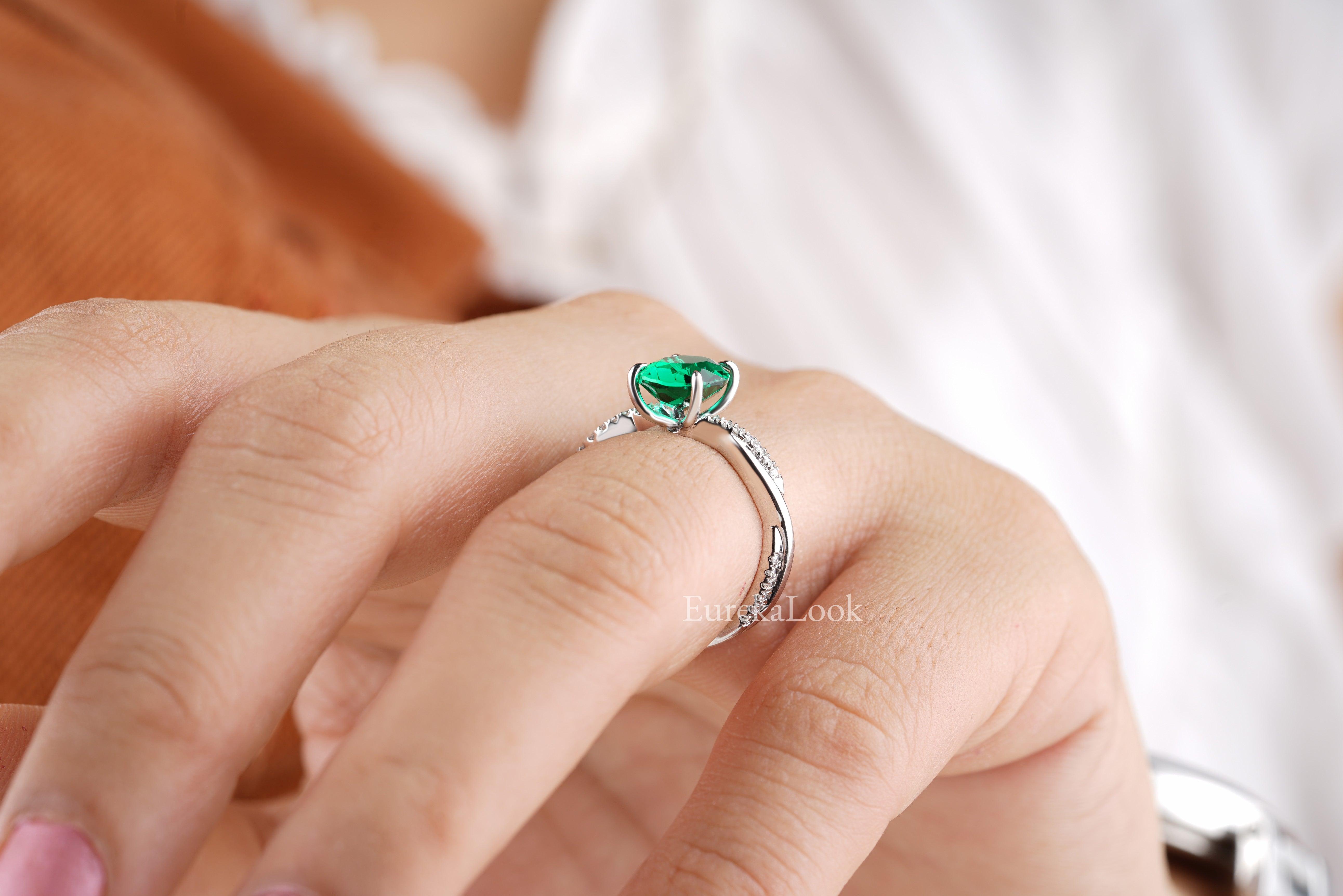 1.5ct Emerald Engagement Ring White Gold 14K/18K Emerald Ring Vintage  Marquise Diamond Halo Ring May Birthstone Promise Wedding Bridal Ring - Etsy